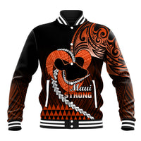 Personalised Hawaii Baseball Jacket Maui Be Strong Kakau Orange Version - Wonder Print Shop