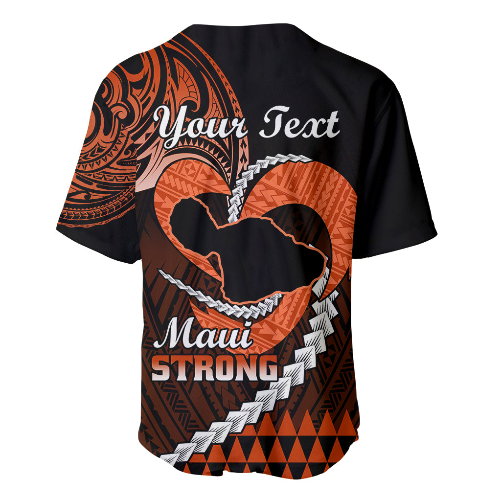 Personalised Hawaii Baseball Jersey Maui Be Strong Kakau Orange Version - Wonder Print Shop