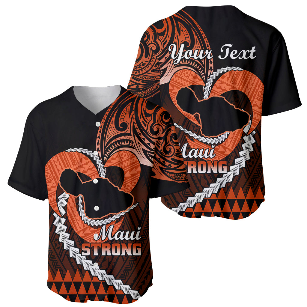 Personalised Hawaii Baseball Jersey Maui Be Strong Kakau Orange Version - Wonder Print Shop