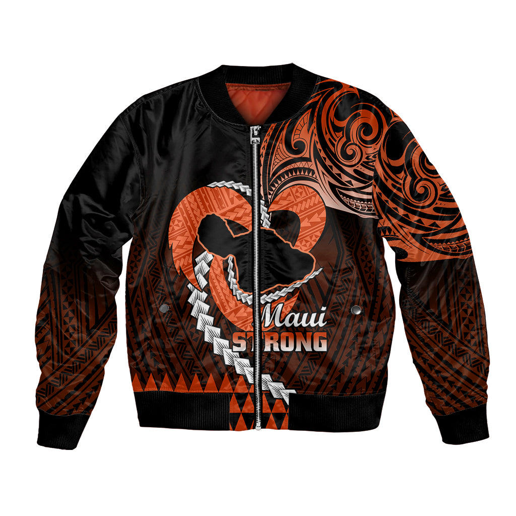 Personalised Hawaii Bomber Jacket Maui Be Strong Kakau Orange Version - Wonder Print Shop