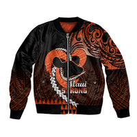 Personalised Hawaii Bomber Jacket Maui Be Strong Kakau Orange Version - Wonder Print Shop
