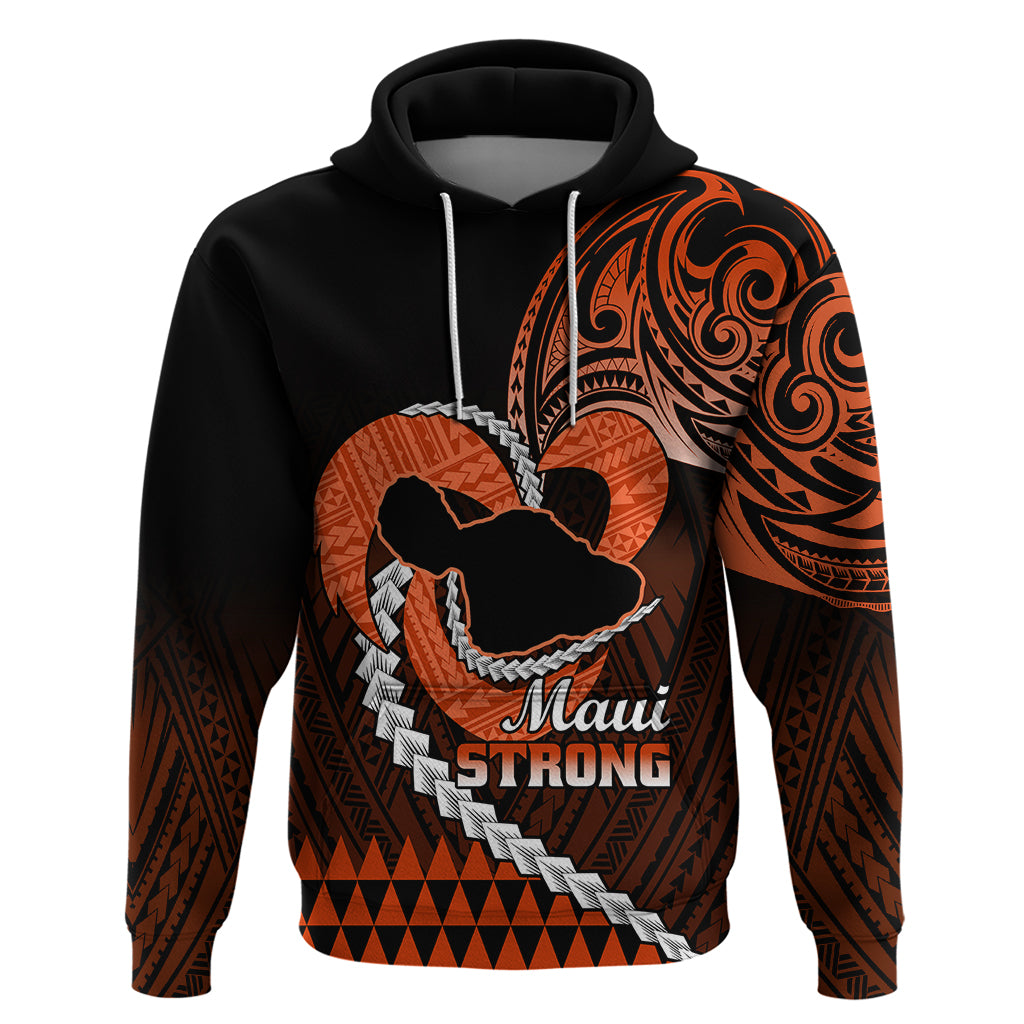 Personalised Hawaii Hoodie Maui Be Strong Kakau Orange Version - Wonder Print Shop