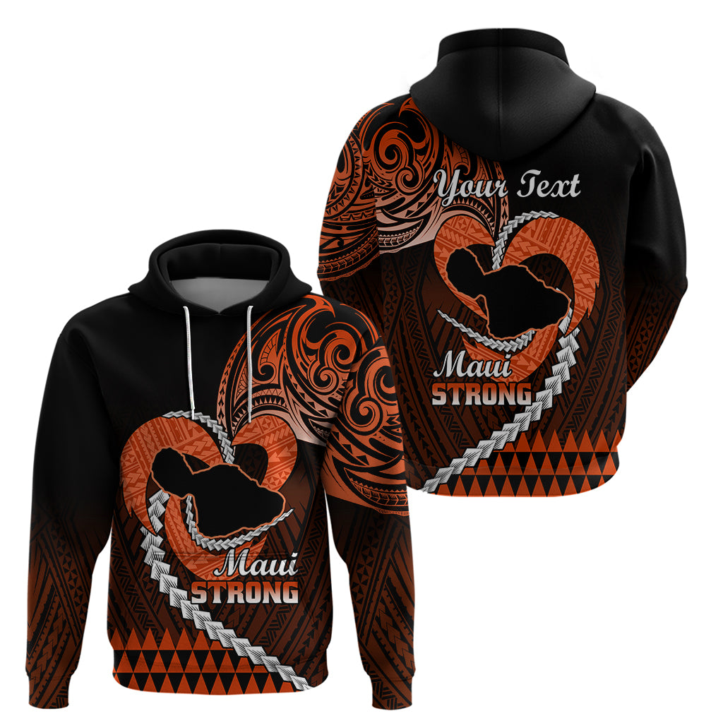 Personalised Hawaii Hoodie Maui Be Strong Kakau Orange Version - Wonder Print Shop