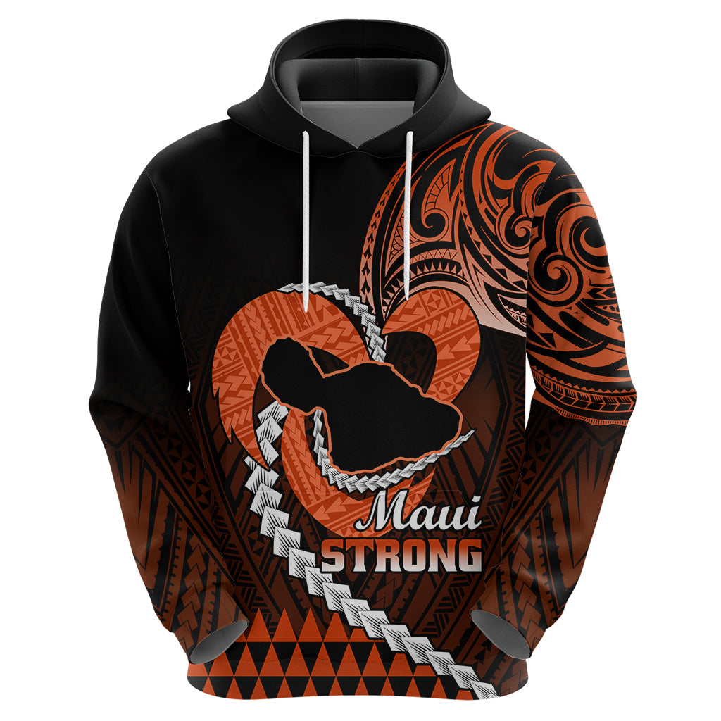 Personalised Hawaii Hoodie Maui Be Strong Kakau Orange Version - Wonder Print Shop