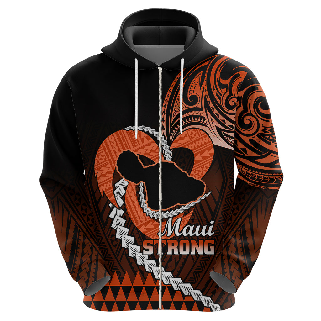 Personalised Hawaii Hoodie Maui Be Strong Kakau Orange Version - Wonder Print Shop