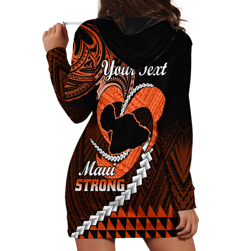Personalised Hawaii Hoodie Dress Maui Be Strong Kakau Orange Version - Wonder Print Shop