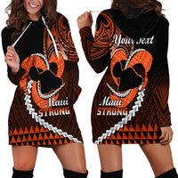 Personalised Hawaii Hoodie Dress Maui Be Strong Kakau Orange Version - Wonder Print Shop