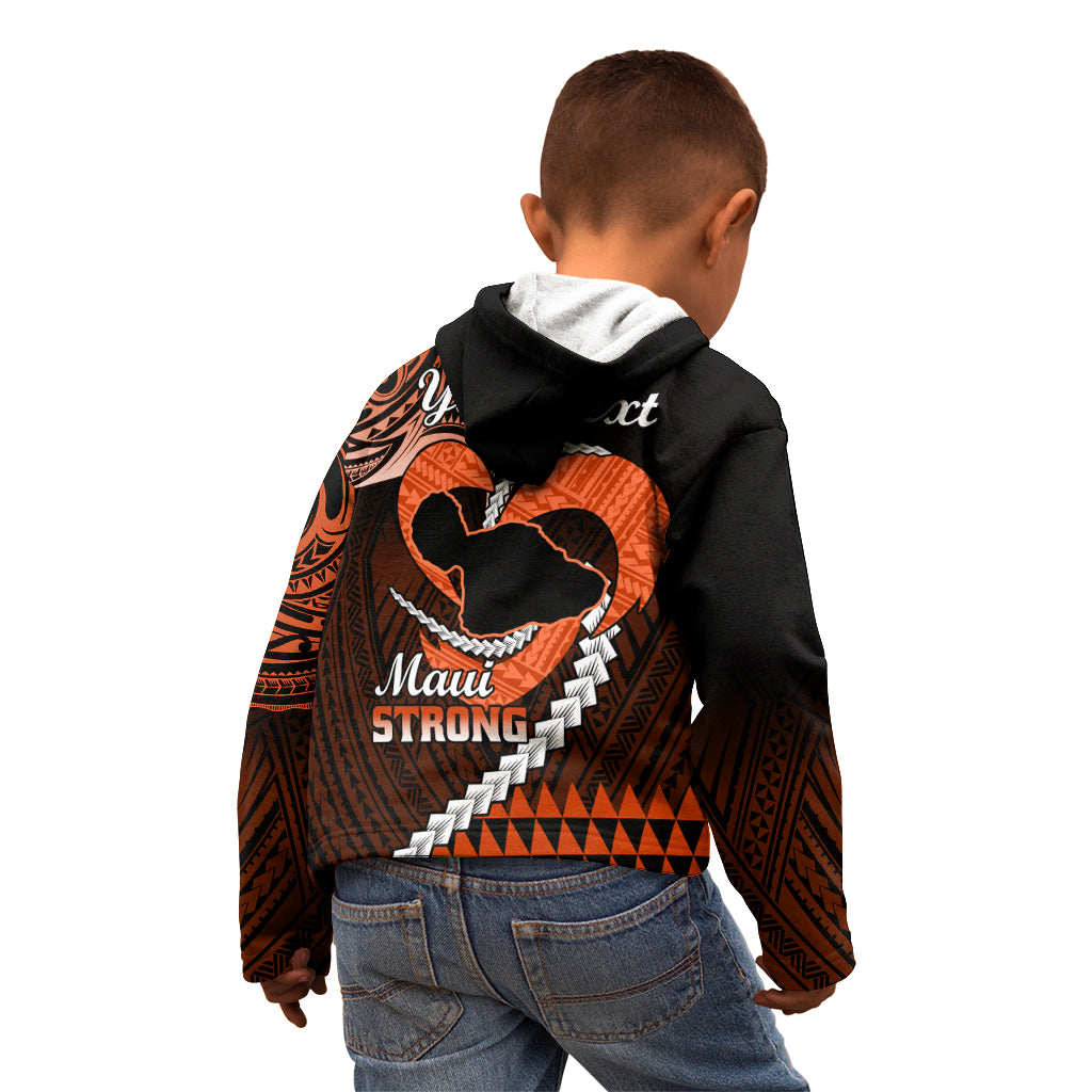 Personalised Hawaii Kid Hoodie Maui Be Strong Kakau Orange Version - Wonder Print Shop