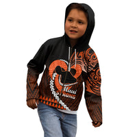 Personalised Hawaii Kid Hoodie Maui Be Strong Kakau Orange Version - Wonder Print Shop