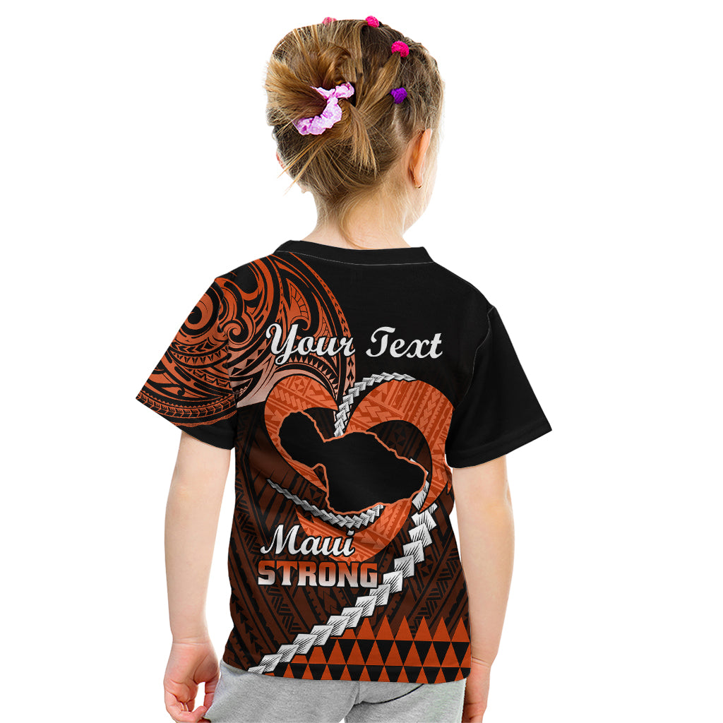 Personalised Hawaii Kid T Shirt Maui Be Strong Kakau Orange Version - Wonder Print Shop