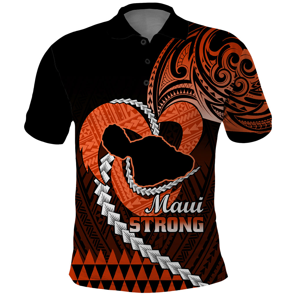 Personalised Hawaii Polo Shirt Maui Be Strong Kakau Orange Version - Wonder Print Shop