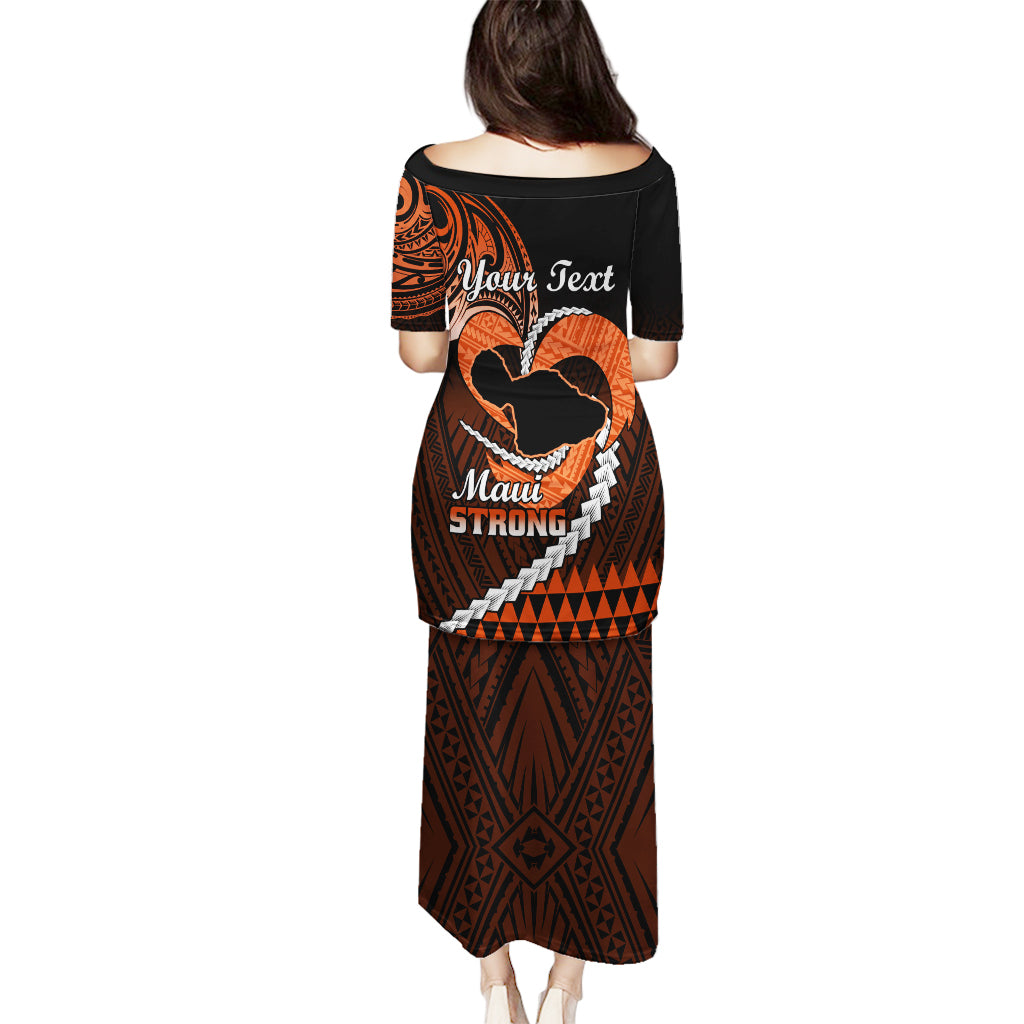 Personalised Hawaii Puletasi Maui Be Strong Kakau Orange Version - Wonder Print Shop