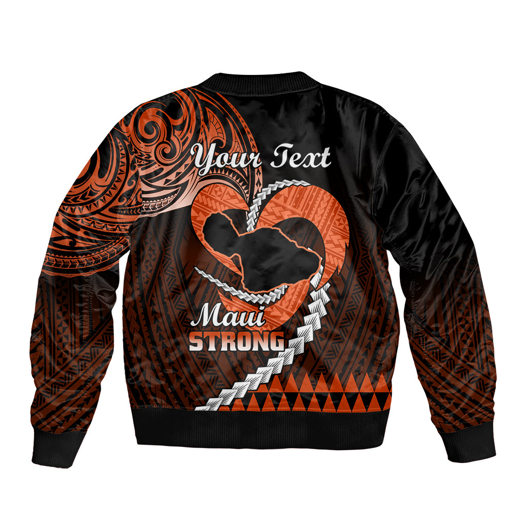 Personalised Hawaii Sleeve Zip Bomber Jacket Maui Be Strong Kakau Orange Version - Wonder Print Shop
