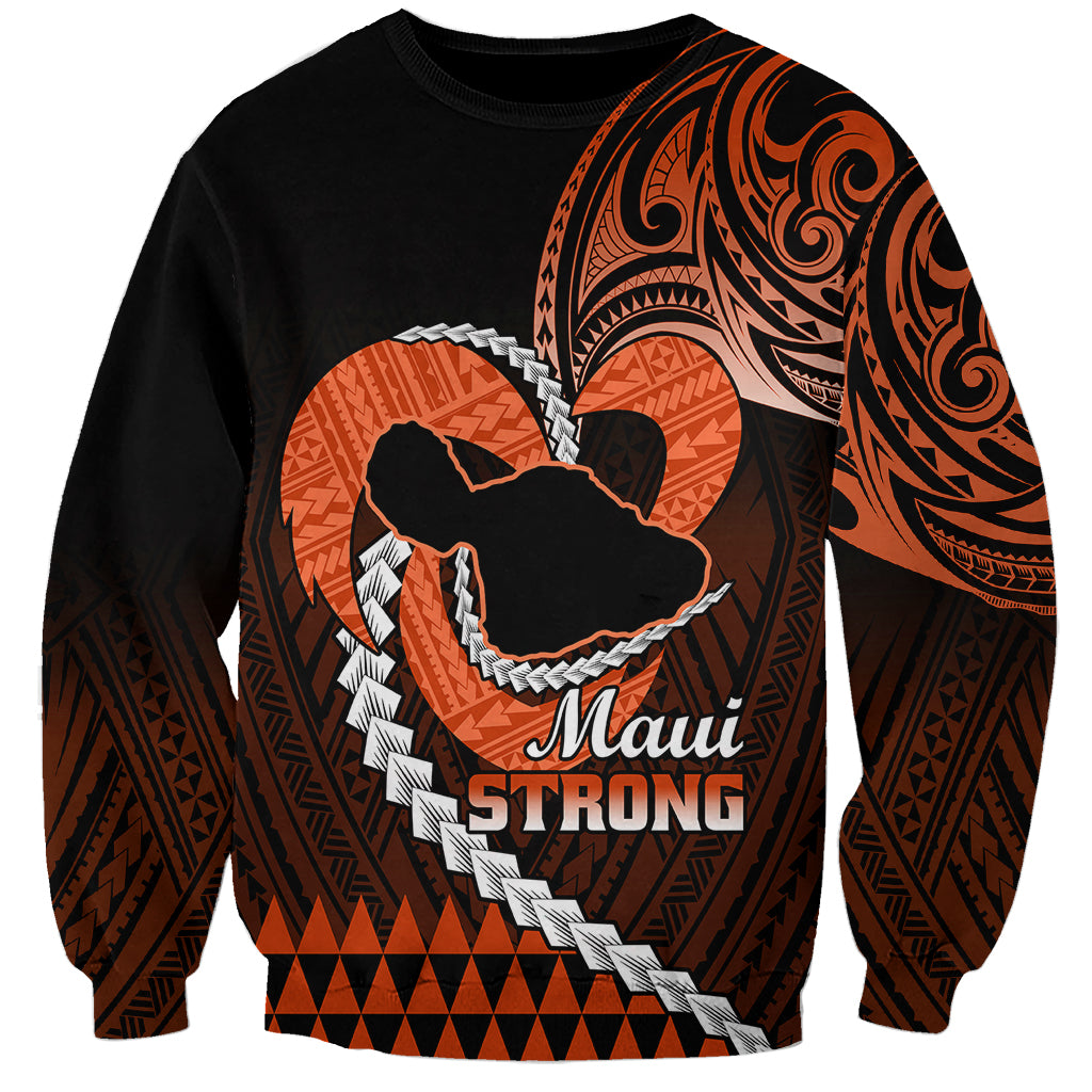 Personalised Hawaii Sweatshirt Maui Be Strong Kakau Orange Version - Wonder Print Shop