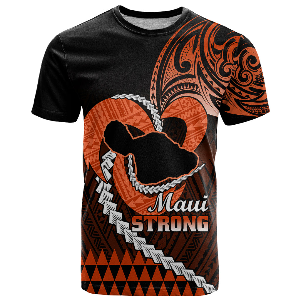 Personalised Hawaii T Shirt Maui Be Strong Kakau Orange Version - Wonder Print Shop