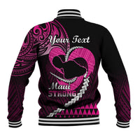 Personalised Hawaii Baseball Jacket Maui Be Strong Kakau Pink Version - Wonder Print Shop