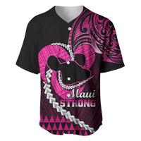 Personalised Hawaii Baseball Jersey Maui Be Strong Kakau Pink Version - Wonder Print Shop