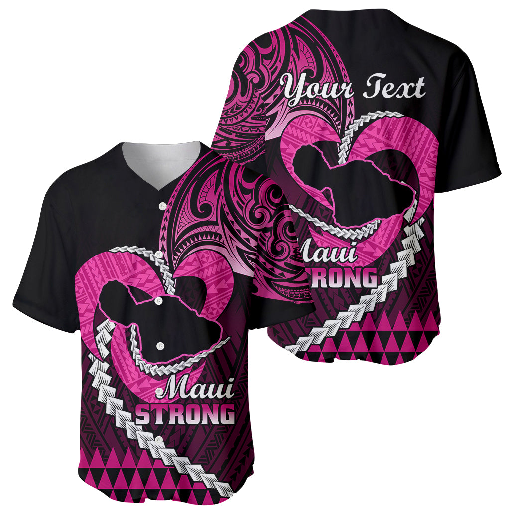 Personalised Hawaii Baseball Jersey Maui Be Strong Kakau Pink Version - Wonder Print Shop