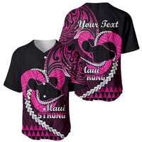 Personalised Hawaii Baseball Jersey Maui Be Strong Kakau Pink Version - Wonder Print Shop