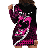Personalised Hawaii Hoodie Dress Maui Be Strong Kakau Pink Version - Wonder Print Shop