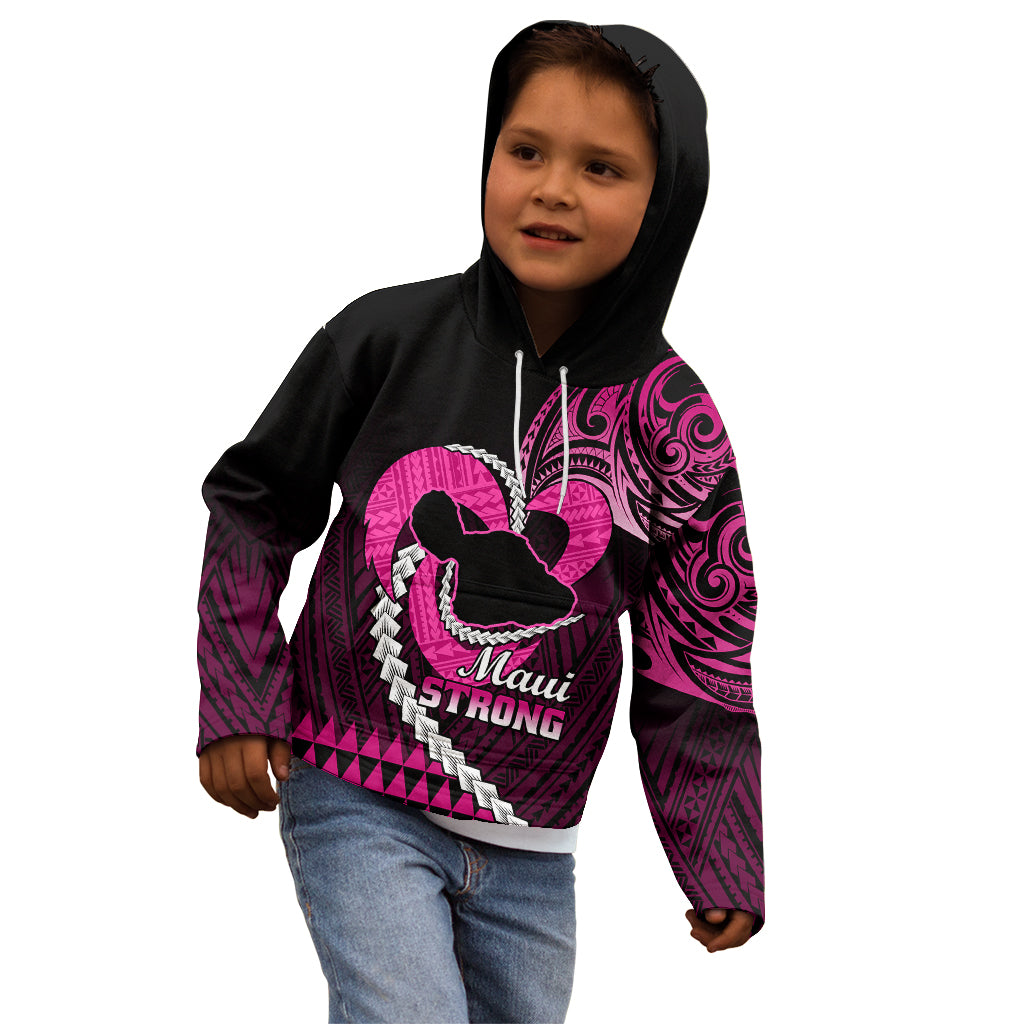 Personalised Hawaii Kid Hoodie Maui Be Strong Kakau Pink Version - Wonder Print Shop