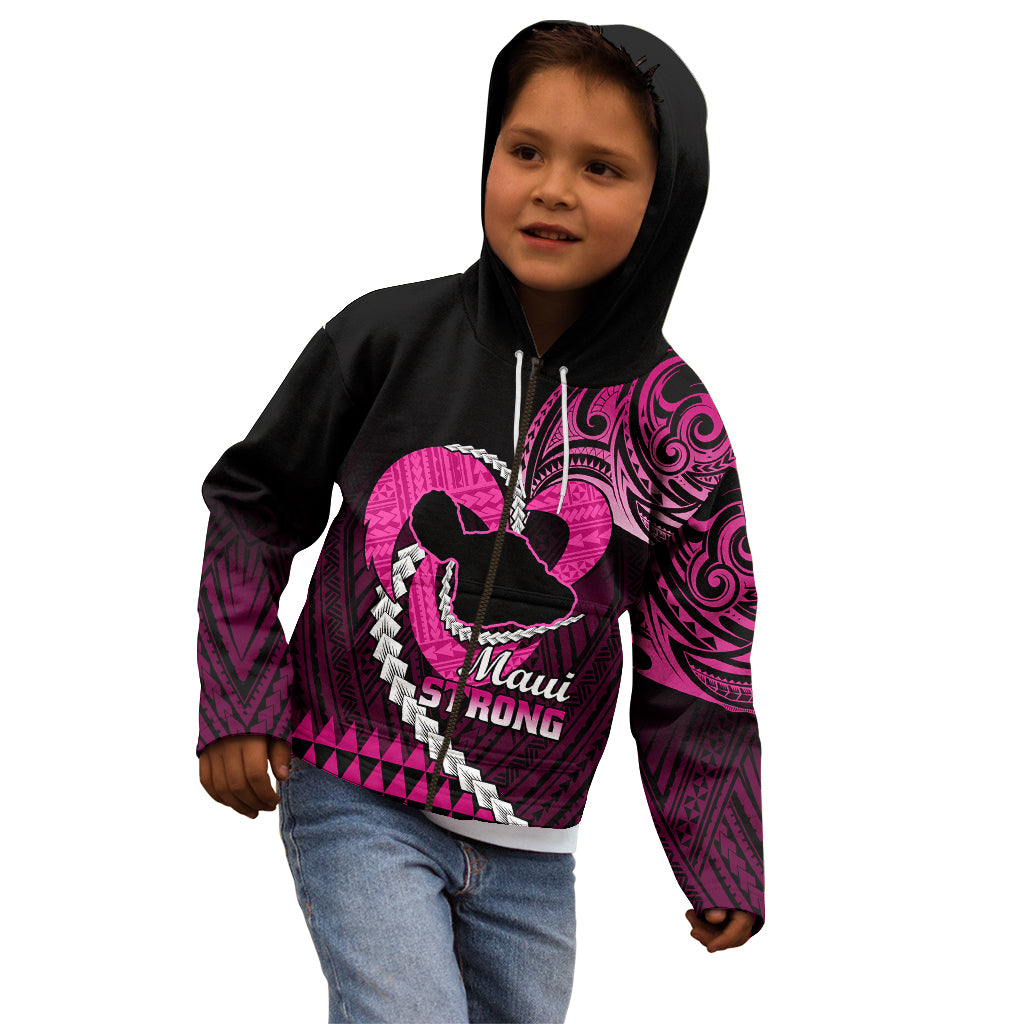 Personalised Hawaii Kid Hoodie Maui Be Strong Kakau Pink Version - Wonder Print Shop