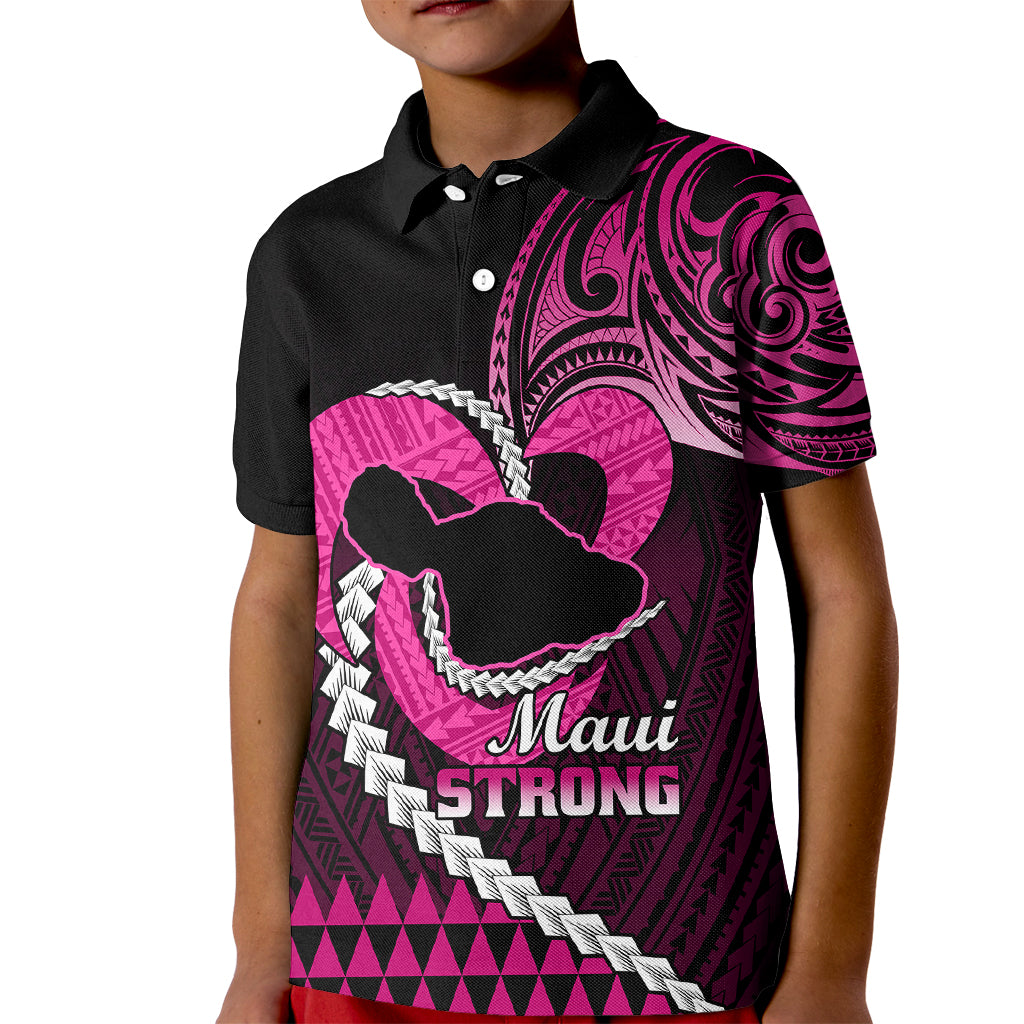Personalised Hawaii Kid Polo Shirt Maui Be Strong Kakau Pink Version - Wonder Print Shop
