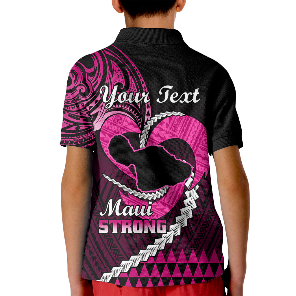 Personalised Hawaii Kid Polo Shirt Maui Be Strong Kakau Pink Version - Wonder Print Shop