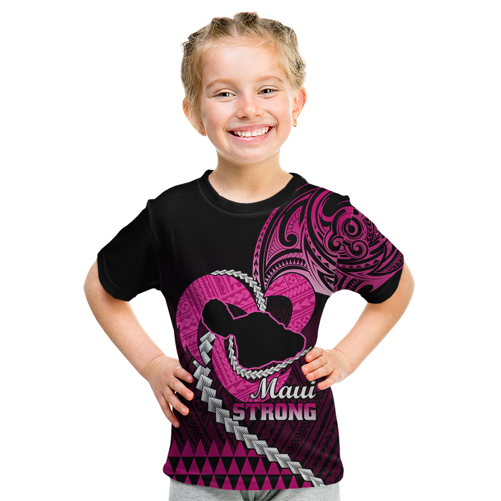 Personalised Hawaii Kid T Shirt Maui Be Strong Kakau Pink Version - Wonder Print Shop