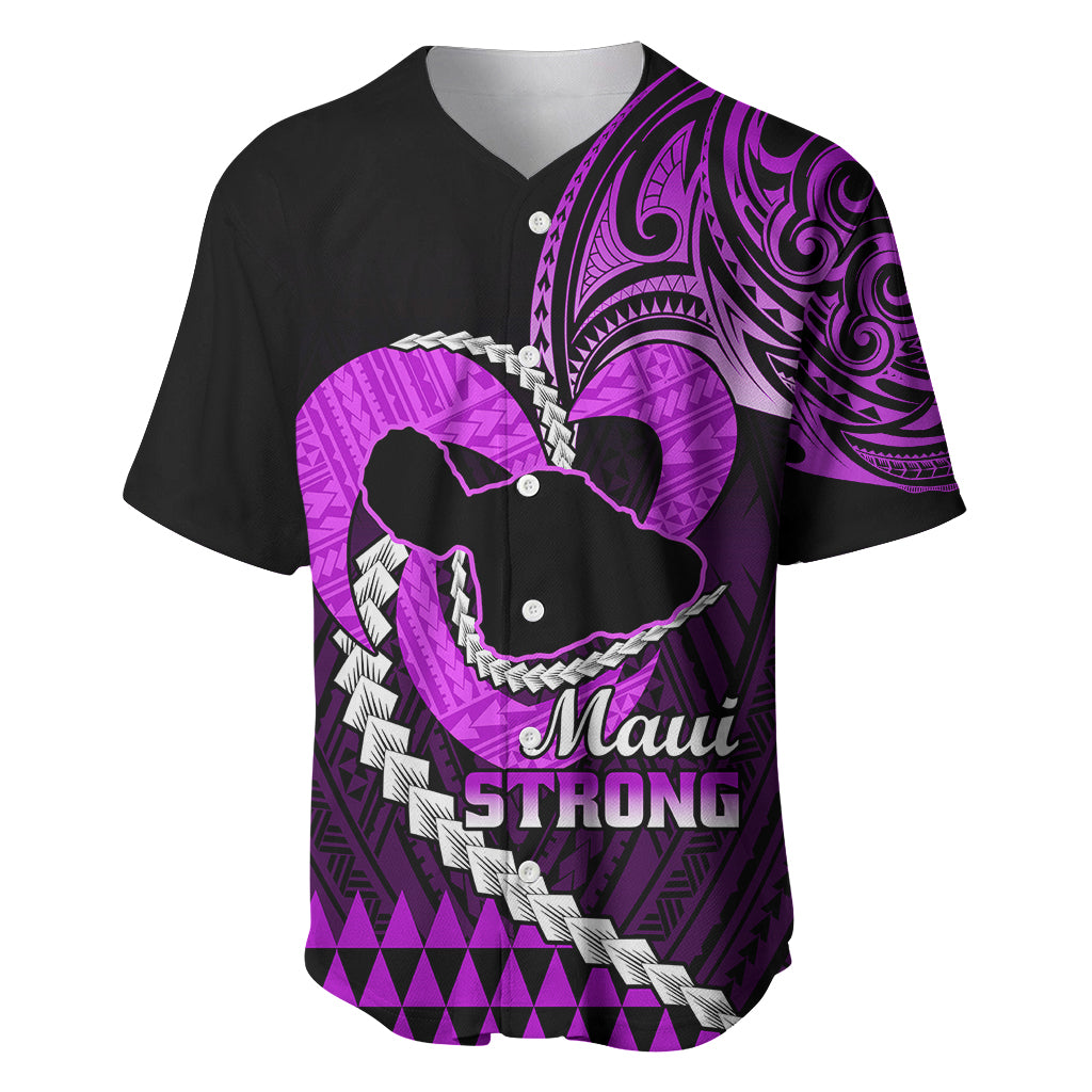 Personalised Hawaii Baseball Jersey Maui Be Strong Kakau Purple Version - Wonder Print Shop