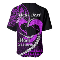 Personalised Hawaii Baseball Jersey Maui Be Strong Kakau Purple Version - Wonder Print Shop