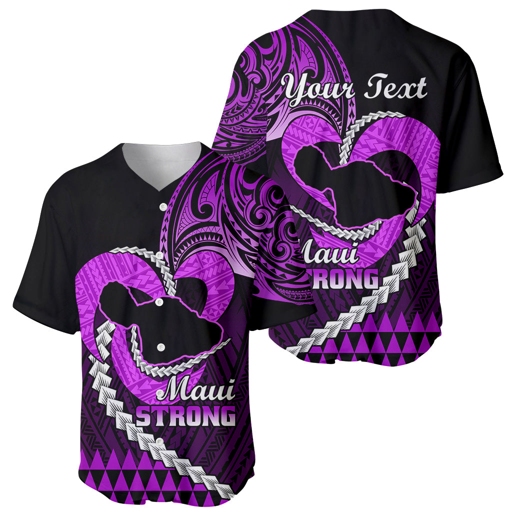 Personalised Hawaii Baseball Jersey Maui Be Strong Kakau Purple Version - Wonder Print Shop