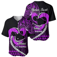 Personalised Hawaii Baseball Jersey Maui Be Strong Kakau Purple Version - Wonder Print Shop
