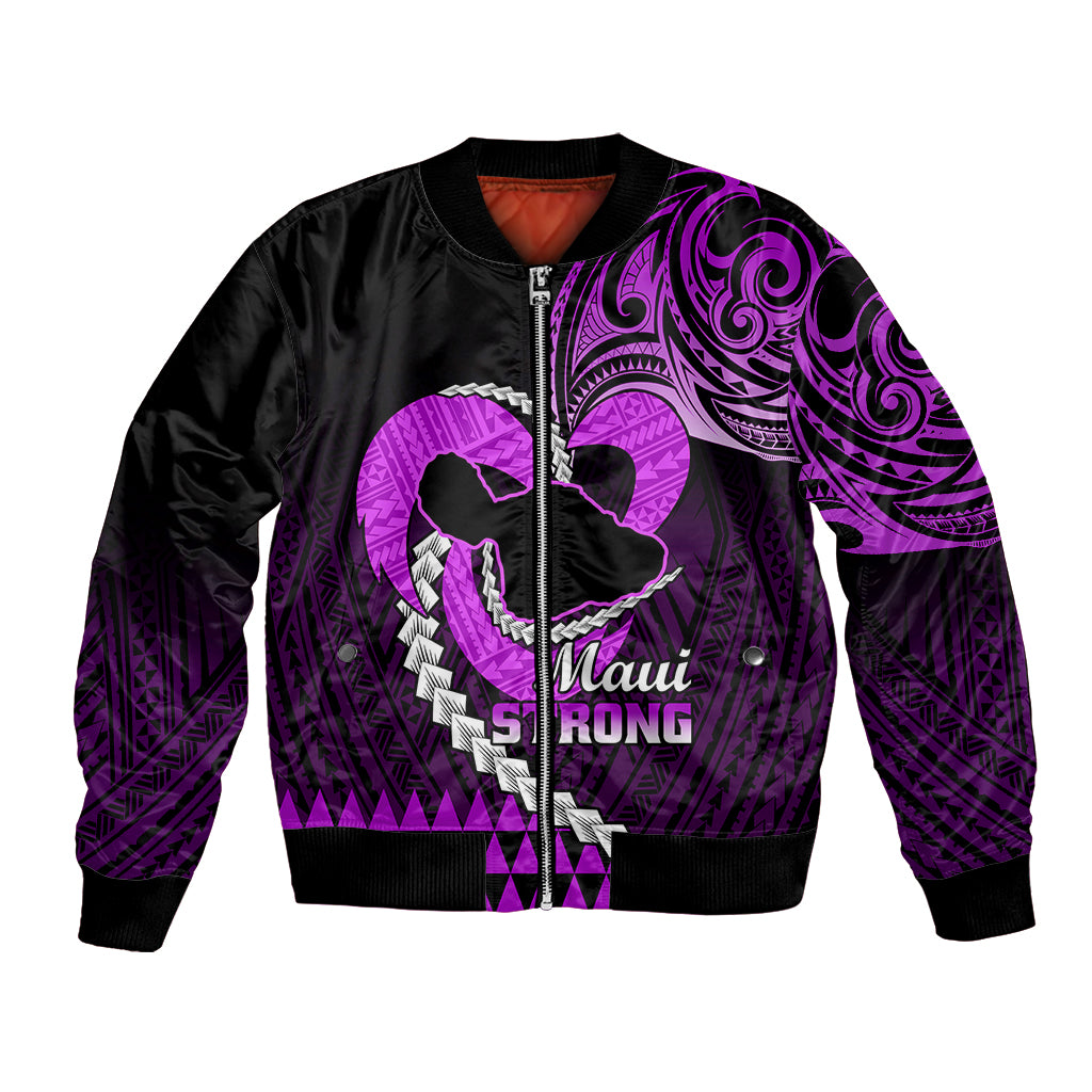 Personalised Hawaii Bomber Jacket Maui Be Strong Kakau Purple Version - Wonder Print Shop