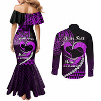 personalised-hawaii-couples-matching-mermaid-dress-and-long-sleeve-button-shirts-maui-be-strong-kakau-purple-version