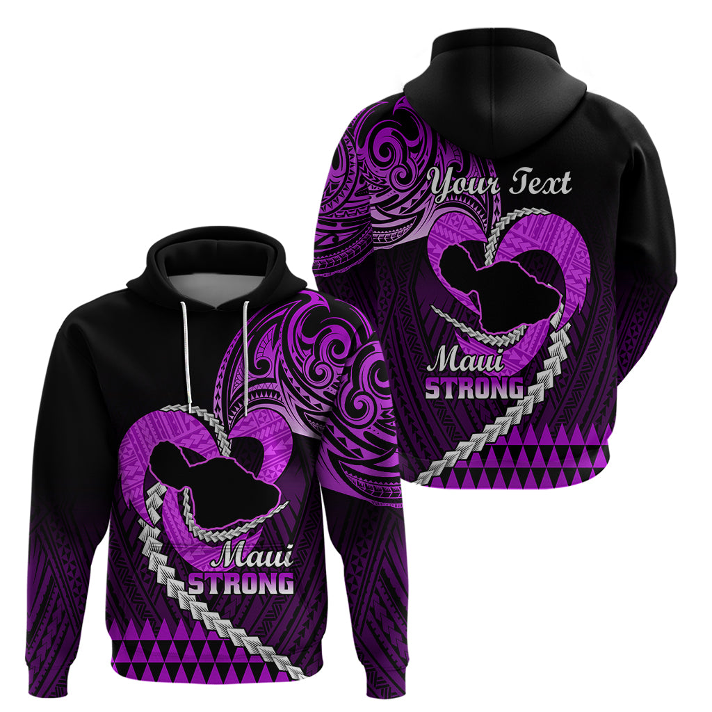 Personalised Hawaii Hoodie Maui Be Strong Kakau Purple Version - Wonder Print Shop