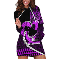 Personalised Hawaii Hoodie Dress Maui Be Strong Kakau Purple Version - Wonder Print Shop