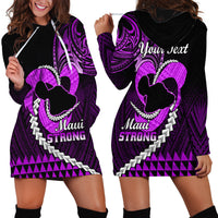 Personalised Hawaii Hoodie Dress Maui Be Strong Kakau Purple Version - Wonder Print Shop