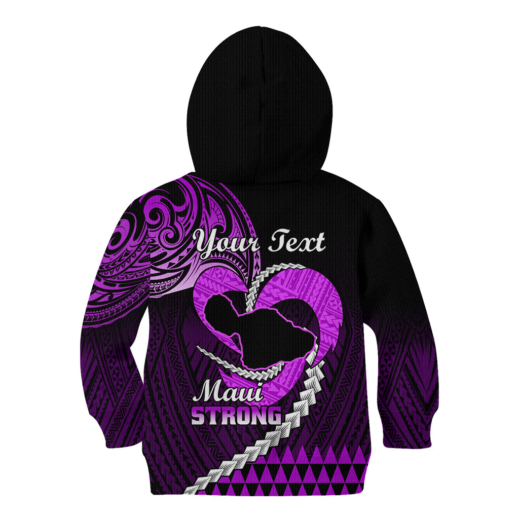Personalised Hawaii Kid Hoodie Maui Be Strong Kakau Purple Version - Wonder Print Shop