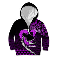 Personalised Hawaii Kid Hoodie Maui Be Strong Kakau Purple Version - Wonder Print Shop