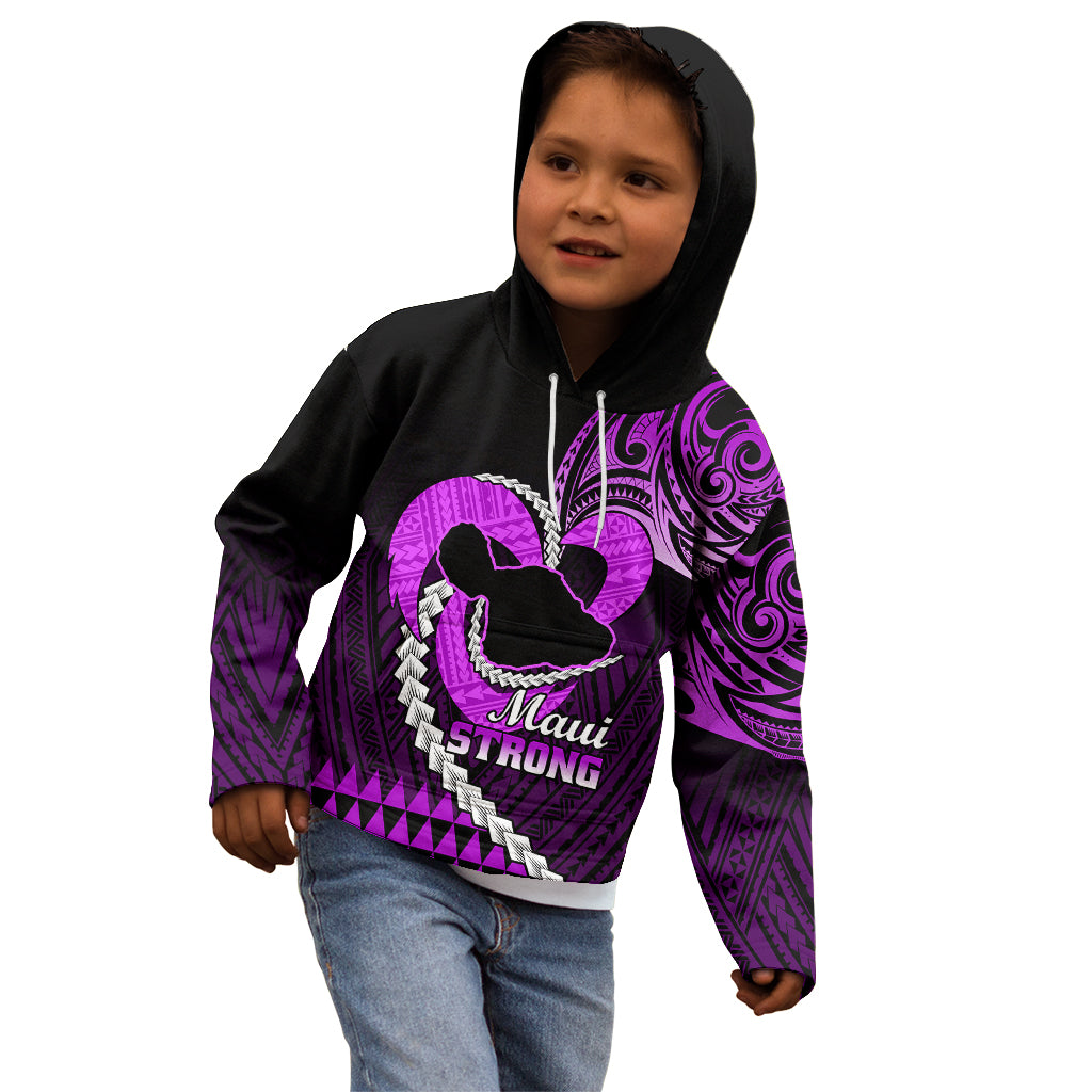 Personalised Hawaii Kid Hoodie Maui Be Strong Kakau Purple Version - Wonder Print Shop