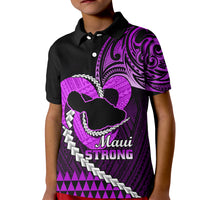 Personalised Hawaii Kid Polo Shirt Maui Be Strong Kakau Purple Version - Wonder Print Shop