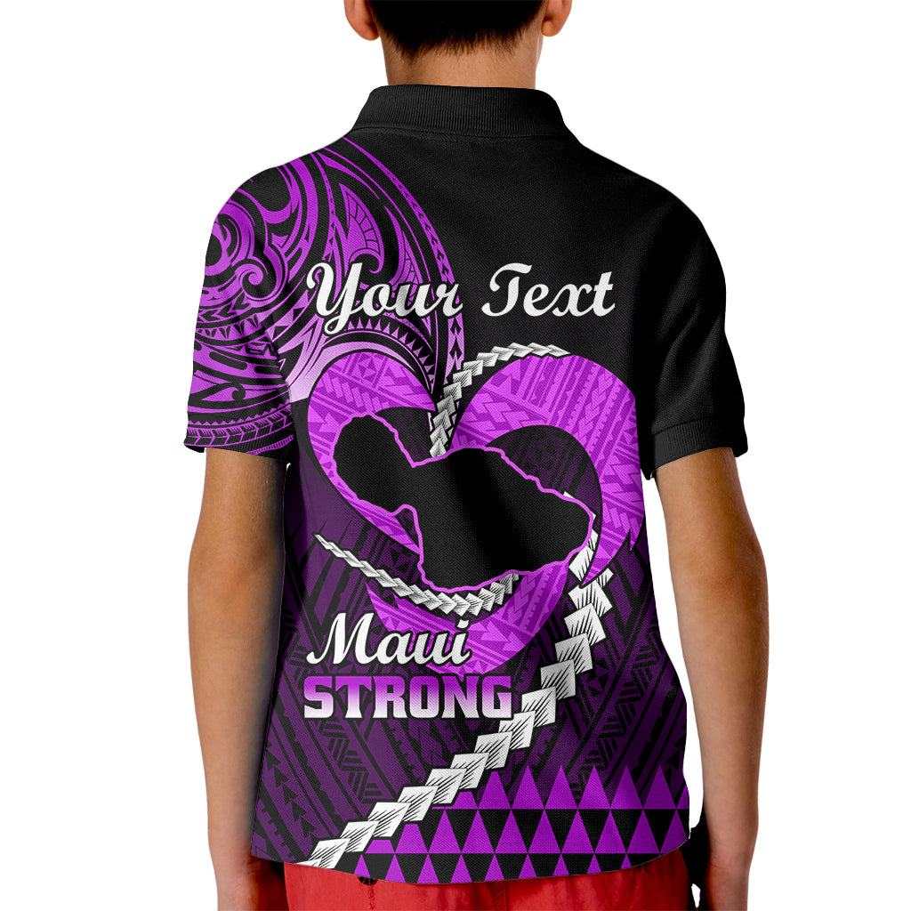 Personalised Hawaii Kid Polo Shirt Maui Be Strong Kakau Purple Version - Wonder Print Shop