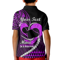 Personalised Hawaii Kid Polo Shirt Maui Be Strong Kakau Purple Version - Wonder Print Shop