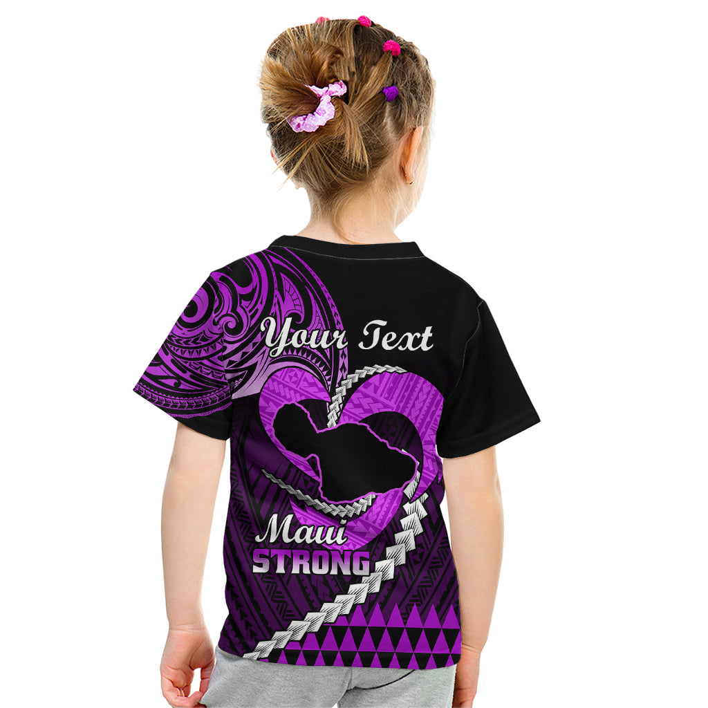 Personalised Hawaii Kid T Shirt Maui Be Strong Kakau Purple Version - Wonder Print Shop