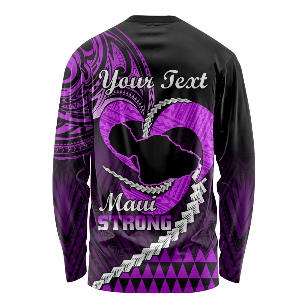 Personalised Hawaii Long Sleeve Shirt Maui Be Strong Kakau Purple Version LT01