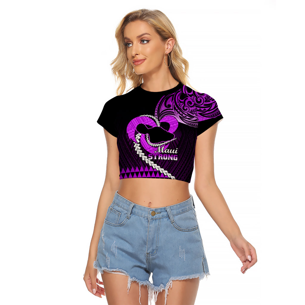 Personalised Hawaii Raglan Cropped T Shirt Maui Be Strong Kakau Purple Version - Wonder Print Shop