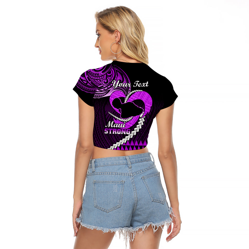 Personalised Hawaii Raglan Cropped T Shirt Maui Be Strong Kakau Purple Version - Wonder Print Shop