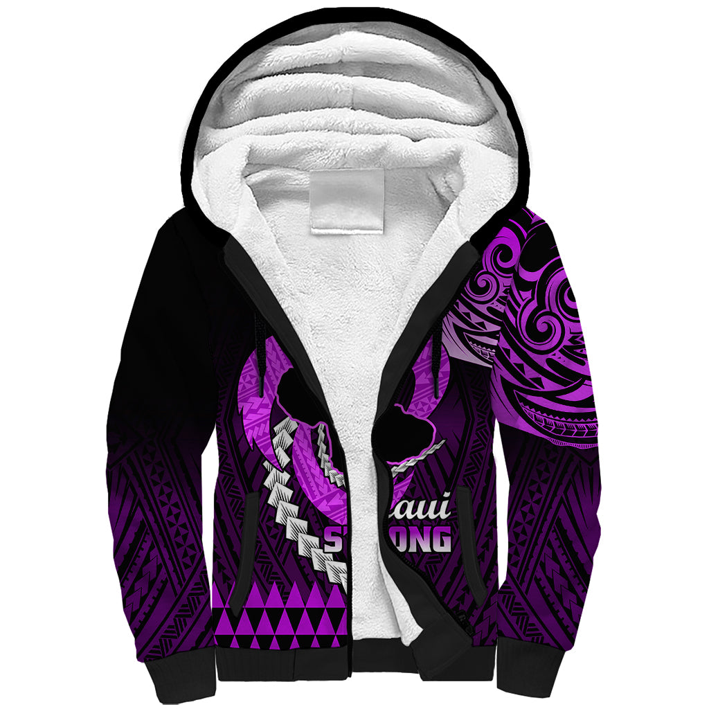 Personalised Hawaii Sherpa Hoodie Maui Be Strong Kakau Purple Version - Wonder Print Shop