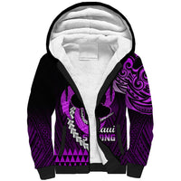 Personalised Hawaii Sherpa Hoodie Maui Be Strong Kakau Purple Version - Wonder Print Shop